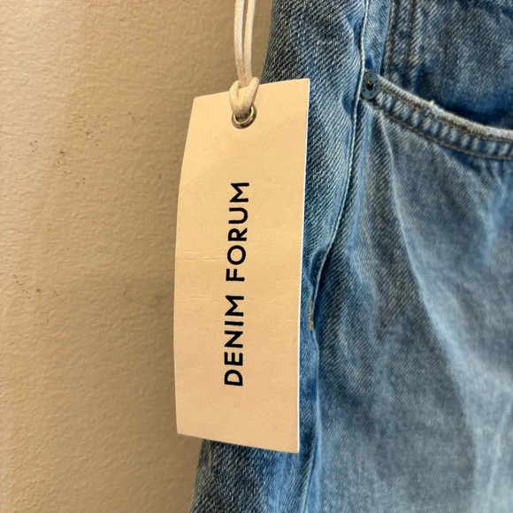 DENIM FORUM Sz 30 The Joni Mid Thigh Button Fly Picture this Blue Shorts NEW - Picture 4 of 14